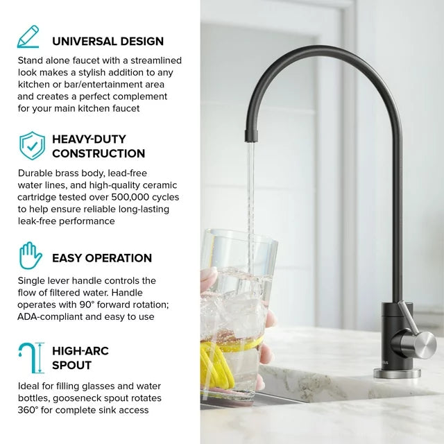 Purita 100% Lead-Free Kitchen Water Filter Faucet in Brushed Brass GOLD