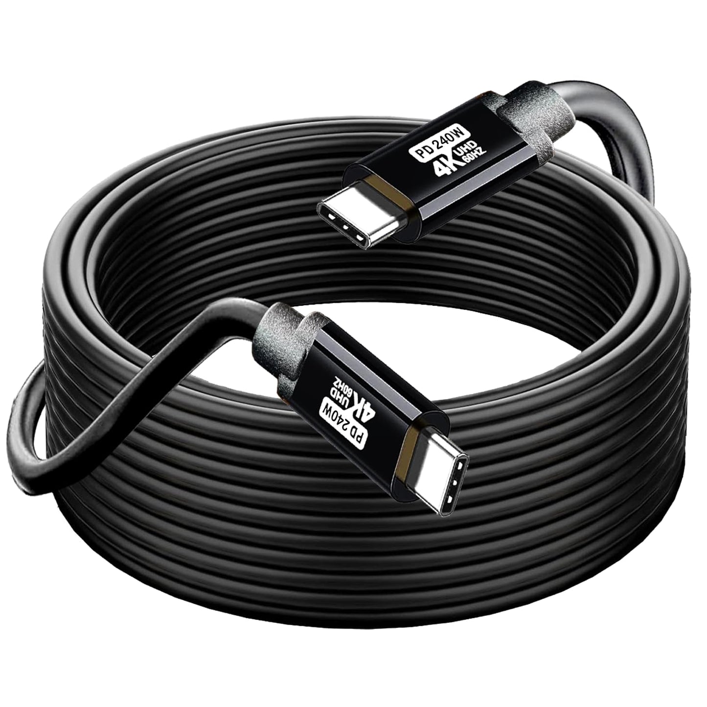 USB TYPE C to C Cable 40FT, 4K60HZ GEN2x2(Data usb2.0),TYPE C Video Output