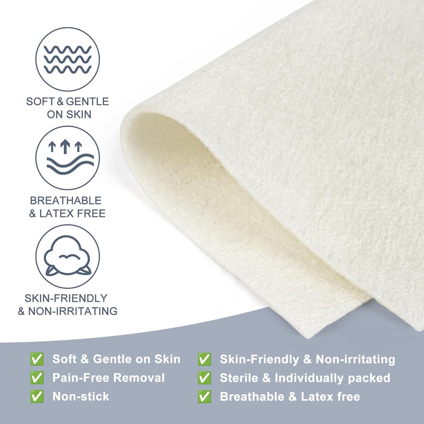 LotFancy Calcium Alginate Wound Dressing, 4”x8” Patches, 10 Count