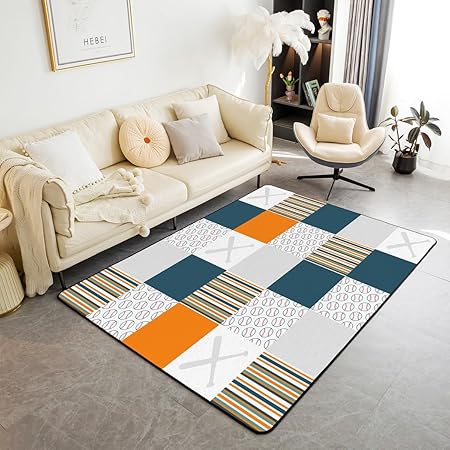 Kids Baseball Area Rug Sports Theme Living Room  "3'3 x 4'11"