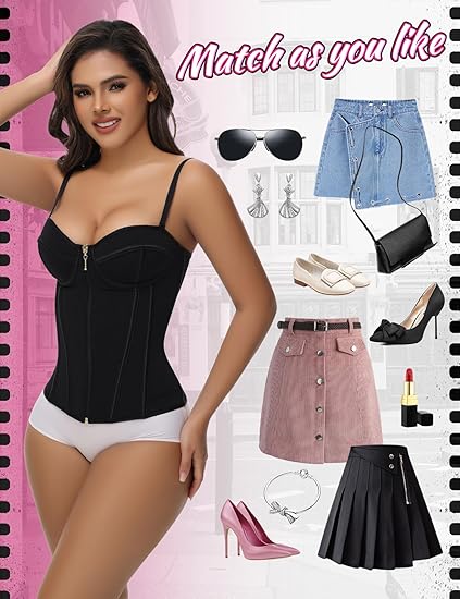 SHAPSHE Waist Trainer for Women Tummy Control Vest Black Corset XXXL