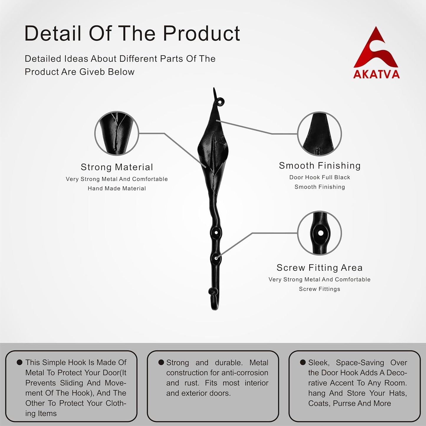 Premium Door Hook - Black Powder Coated Walls Door Hook