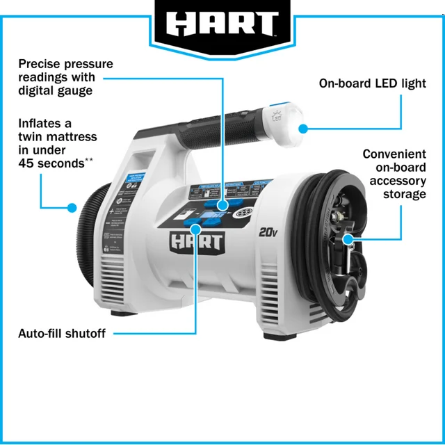 HART 20-Volt Cordless Dual Function Digital Inflator (Battery Not Included)