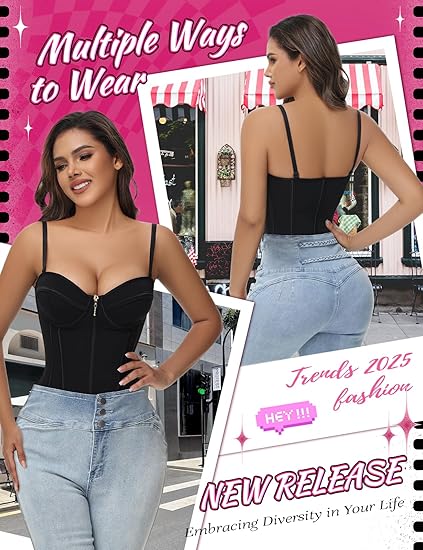 SHAPSHE Waist Trainer for Women Tummy Control Vest Black Corset XXXL
